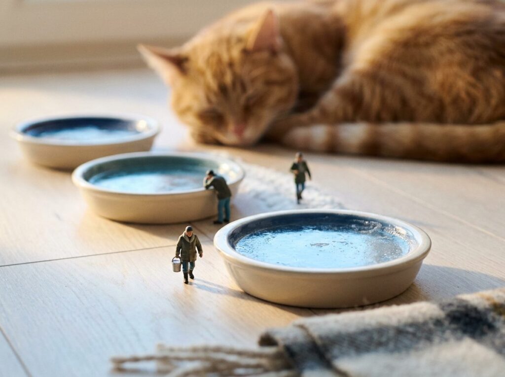 猫が冬に水を飲まない【飲水量の目安と尿路結石を防ぐ工夫】