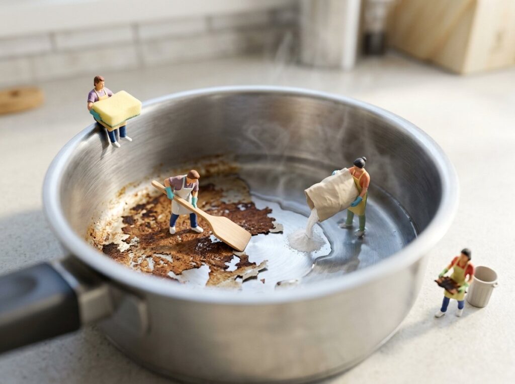 鍋の焦げの落とし方【重曹はアルミに使わない・素材別に選ぶ】